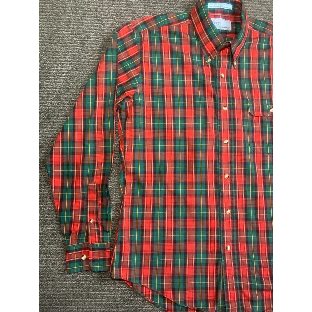 Vintage Levi's Colorgraphs Plaid Shirt Mens M Long Sleeve Button Down Christmas